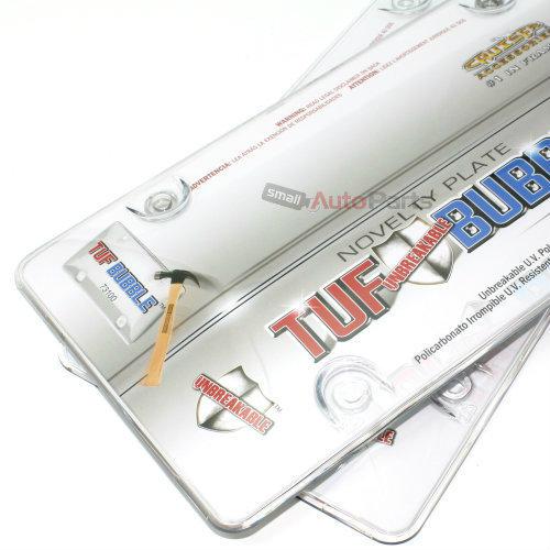 2 clear tough bubble license plate tag frames cover shield for auto-car-truck