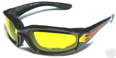 Birdz oriole flame motorcycle biker sunglasses foam anti fog yellow lens uv400