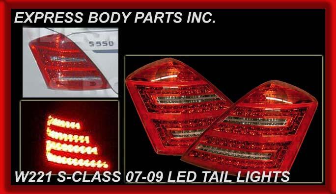 Mercedes s550 s65 s63 w221 s-class facelift tail light set red clear led 07-09