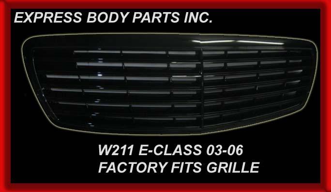 2003-2006 w211 e-class all black shiny grille e500 e320 e55 e350 fits factory