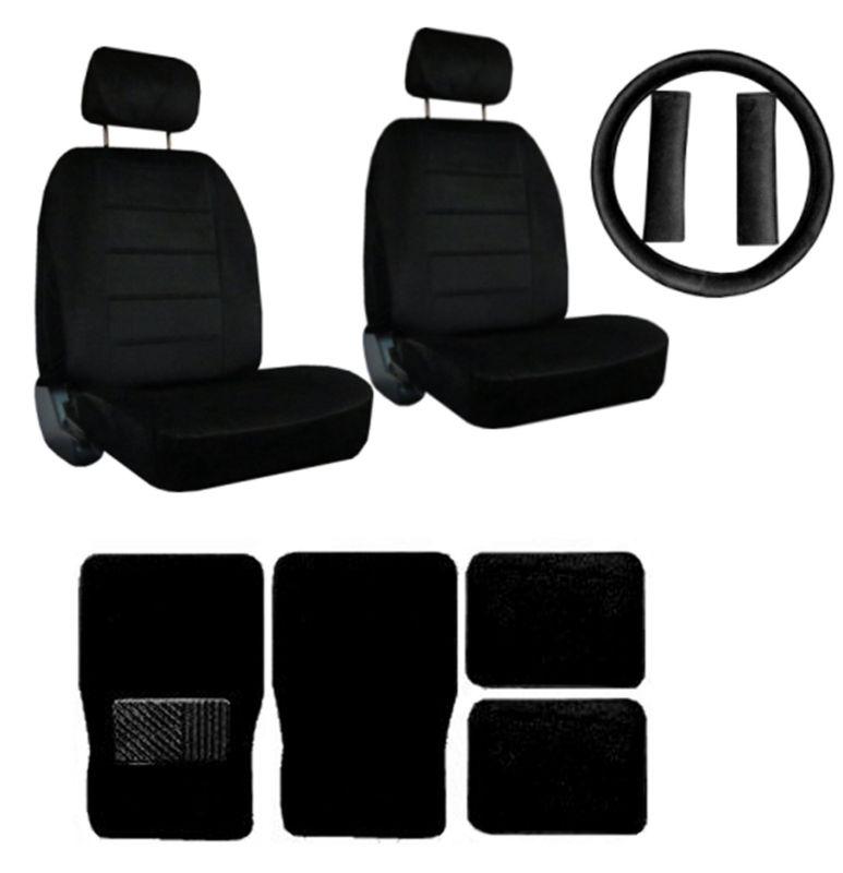 Black quilted velour seat covers w/ steering wheel cover, floor mats & more #5