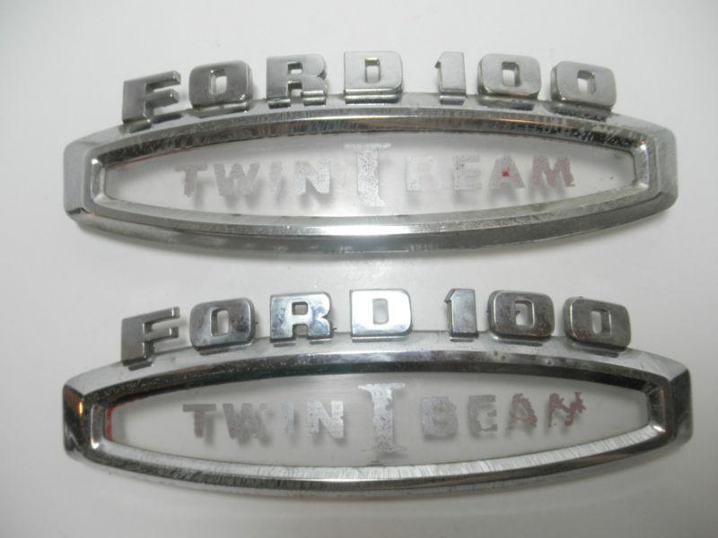 Vintage lot of two (2) ford 100 emblems 1960's pickup twin i beam c5tb-16720-c