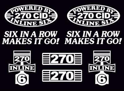 8 decal set 270 cid inline 6 engine straight six emblem stickers i6
