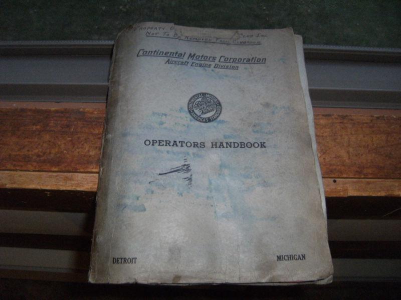 1939 continental motors corp: aircraft engine division operators handbook 