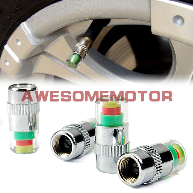 New 4pcs auto tire pressure monitor valve stem caps indicator universal fit hot