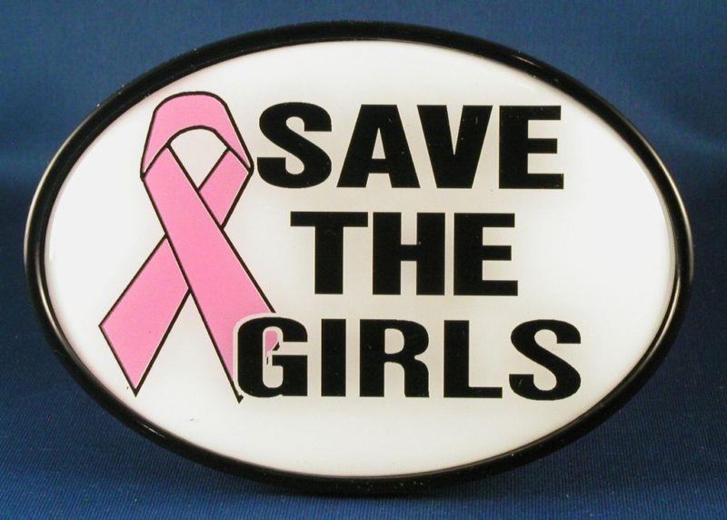 Save the girls pink breast cancer ribbon trailer hitch cover tow new truck atv