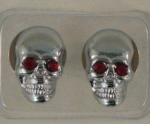 2 chrome "skull" motorcycle license plate frame bolts - lic tag fastener screws