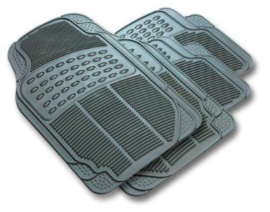 4 set piece car vehicle floor mat  universal fit,all-weather rubber mat gray 