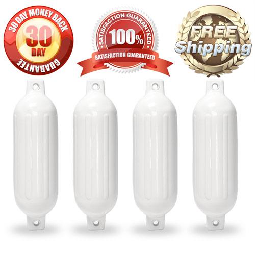 6.5" x 23" boat docking inflatable fenders 4x white vinyl dock guard double eyed