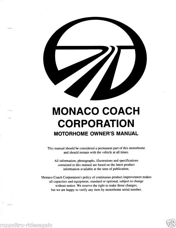 1996 monaco dynasty motorhome rv complete owners manual