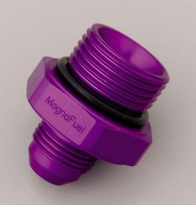 Magnafuel fitting union reducer male -8an to male -12an o-ring purple aluminum