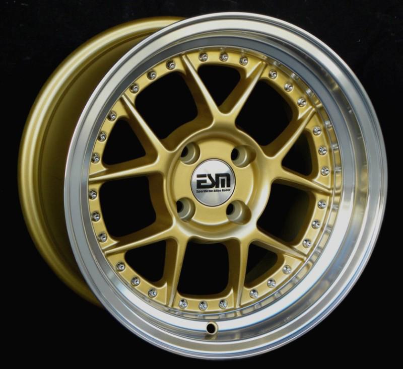Gold 15x8 15" wheels rims 4x100 esm 010 honda