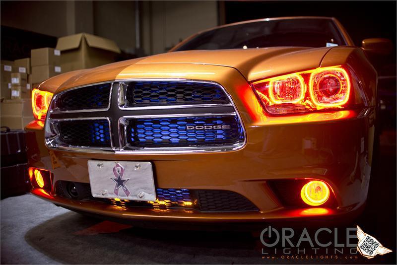 Dodge charger 2011-2013 amber plasma headlight halos angel demon eyes kit 