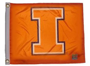 University of illinois (i) flag 11in. x 15in. flag with grommets / metal rings