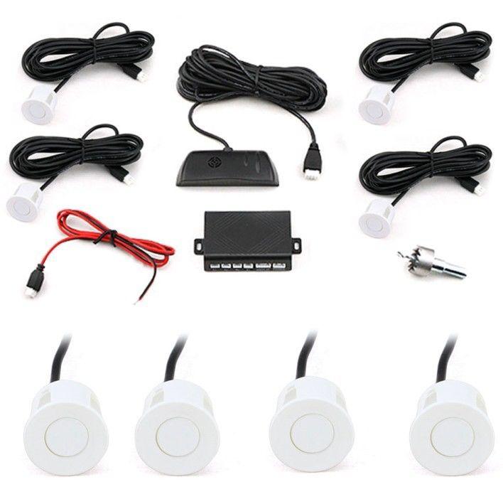 4 parking sensors car reverse backup rear radar system kit sound alert alarm wh