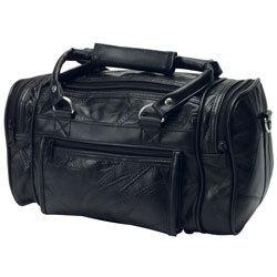 Roadpro 12" patchwork leather shave kit bag, black