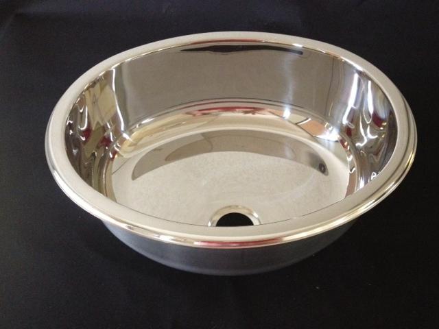 Scandvik 16.75" x 13.75" x 7.25" stainless steel mirror finish oval sink