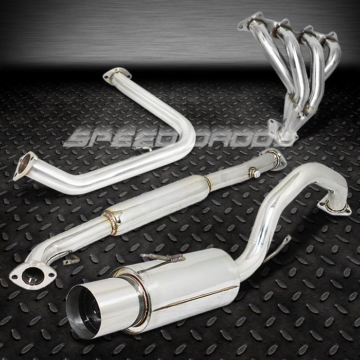 4.5"tip catback/cat back+manifold header exhaust 00-05 mit eclipse gs/rs l4/4cyl