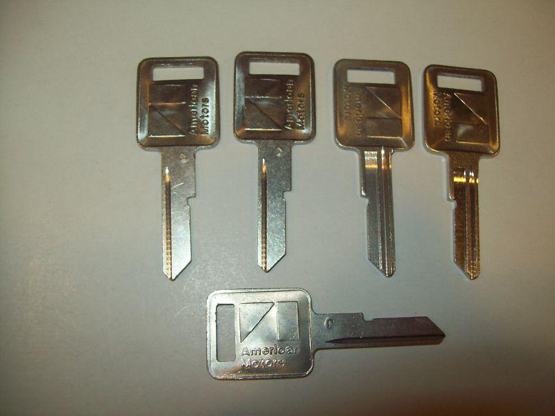 American motors eagle etc. 5 nos key blanks for 1980's  for amc or jeep ? 