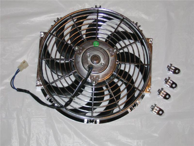 12" chrome 1400cfm 12v radiator electric fan street rod