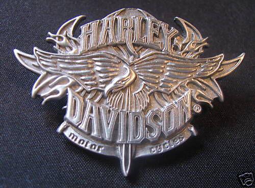 Harley-davidson motorcycle eagle flame biker vest pin 