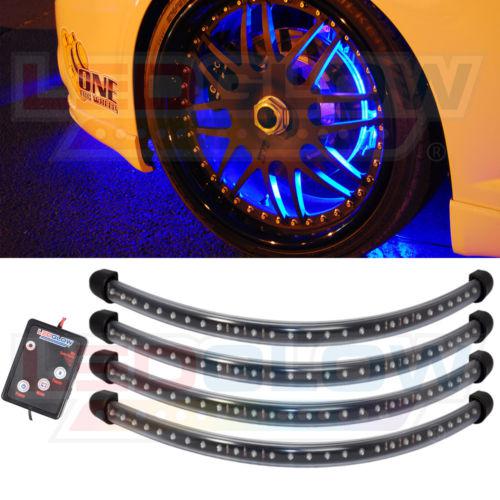 Blue flexible led neon wheel well lighting w 24" tubes
