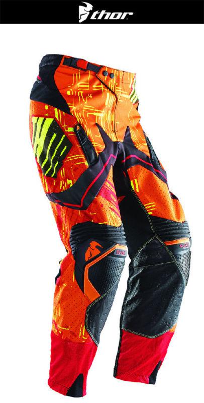 Thor flux block yellow orange sizes 28-38 dirt bike pants motocross mx atv 2014