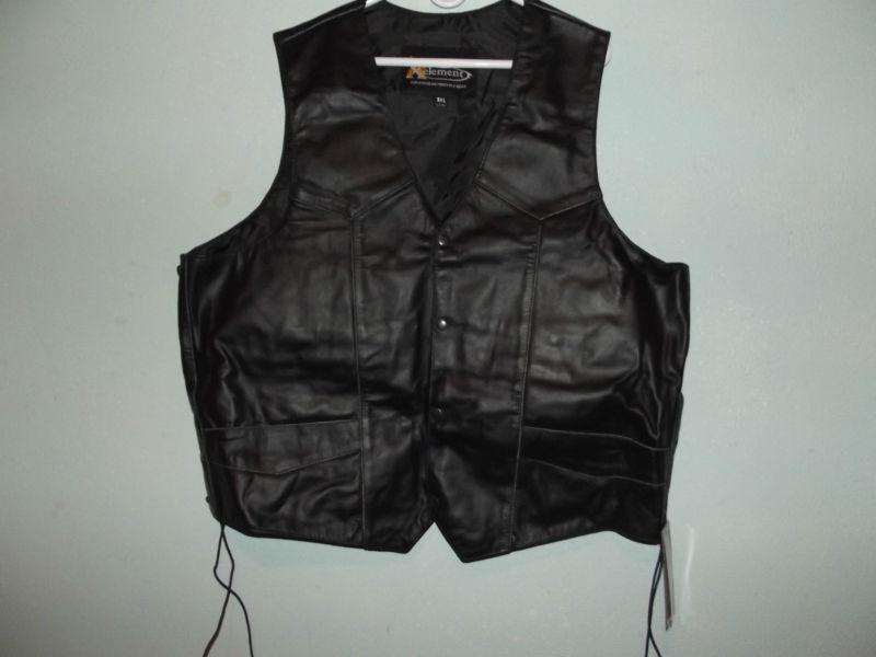 Men's leather vest new biker rider motorcycle bike vintage look buy-it-like-it..