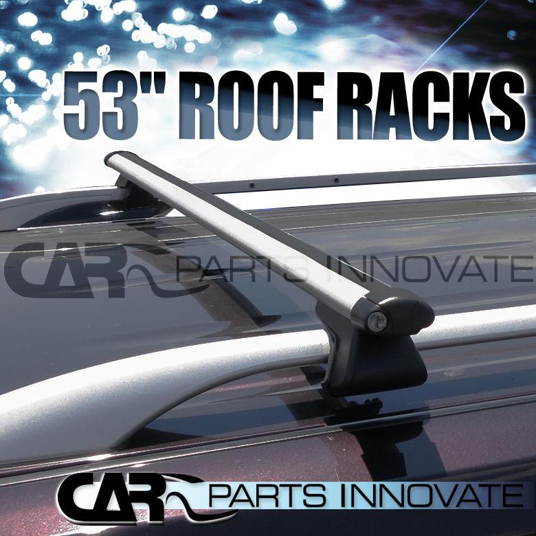 Aluminum silver 135cm / 53" roof rack cross bars + adjustable clamps + keys