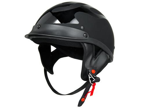 Cruiser chopper street bobber helmet half helmet shorty open black w/ flames - m
