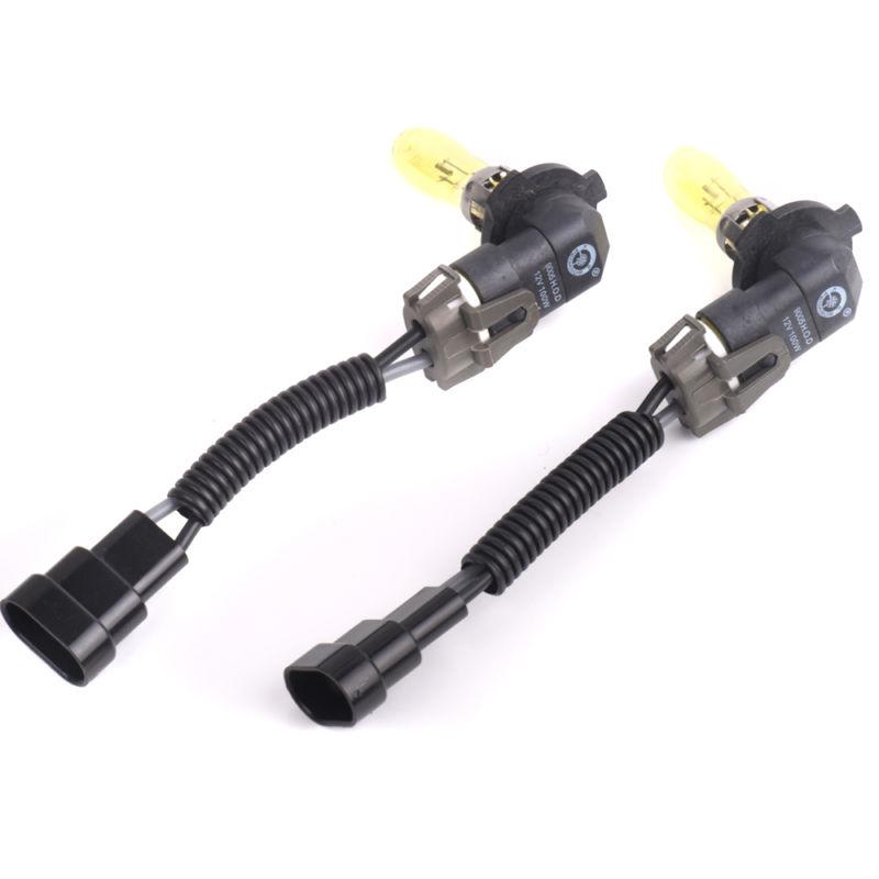 2 x 9005 hb3 p29d 12v 3000k 100w golden yellow hod halogen bulbs with harnesses