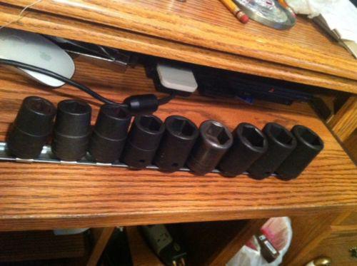 Snap-on 1/2 impact socket set 14-24 9 peice set great condition snap on 6 pt