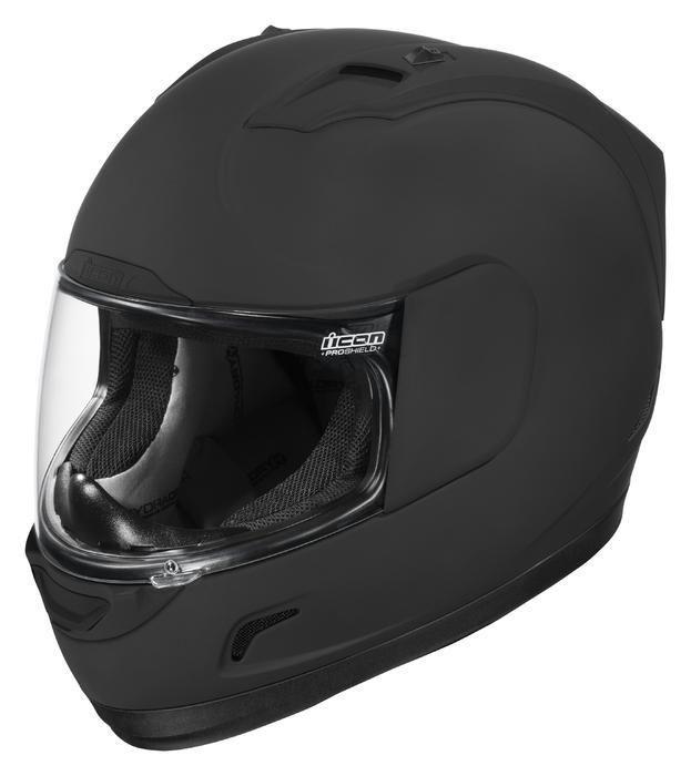 Icon alliance solid motorcycle helmet black rubatone sm/small