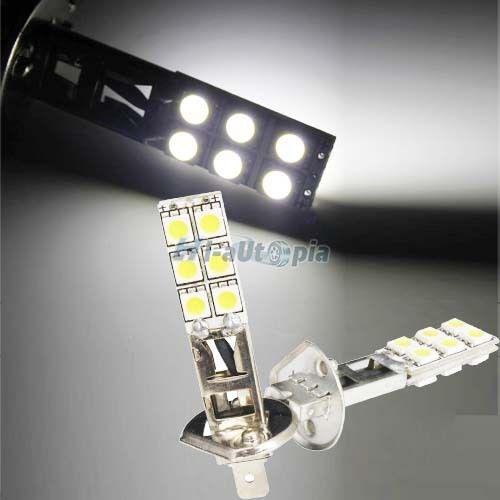 One pair xenon white 12-smd 3-chip 5050 h1 led bulbs for fog/driving lights