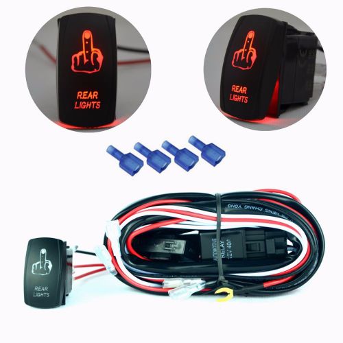 40a relay fuse wiring harness kits red rear lights middle finger  rocker switch