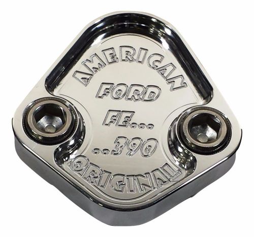 F009-fs38 fuel pump block off plate - 390 ford - fe series - 6061 - polished-usa