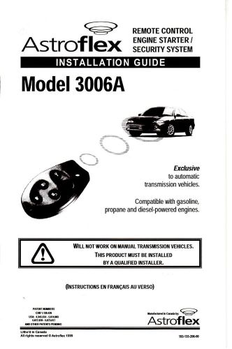 Astrostart 3006a install manual,user manual and addendum