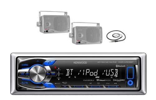 Kmrm312bt boat mp3 usb iphone pandora digital player 2x silver speakers /antenna