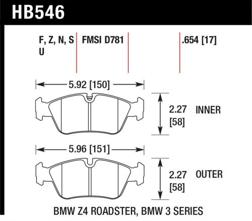 Hawk performance hb546u.654 disc brake pad