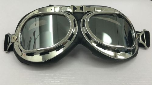 Motorcycle motocross dirt bike off-road atv goggles chrome silver lens eyewear