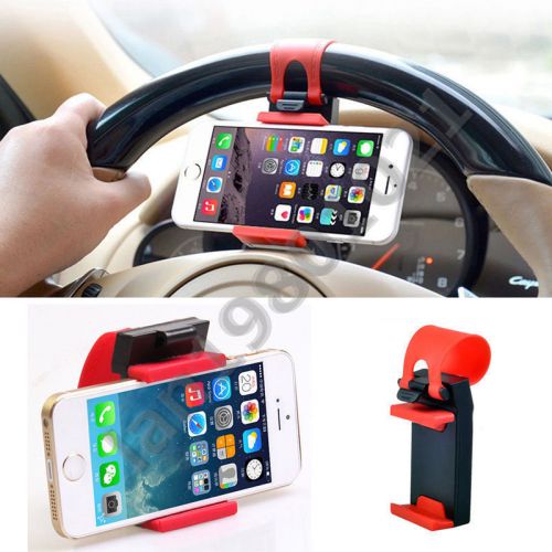 Car mount holster clip on steering wheel iphone 4.7&#034; samsung htc lg phone holder