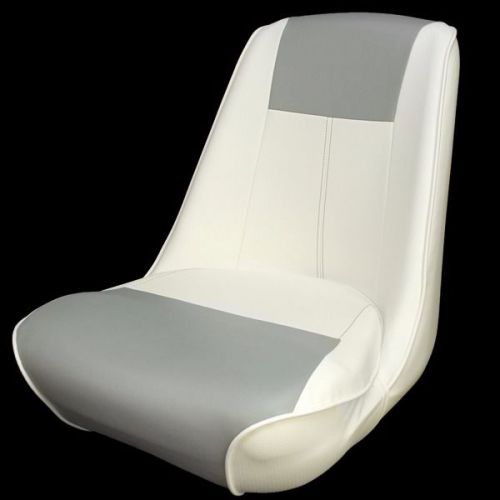 Sea ray 175 br 2012 off  white gray studded vinyl boat helm seat chair (single)