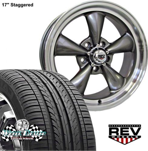 17x7&#034;-17x8&#034; gray rev classic 100 wheels &amp; tires for buick grand national 1987