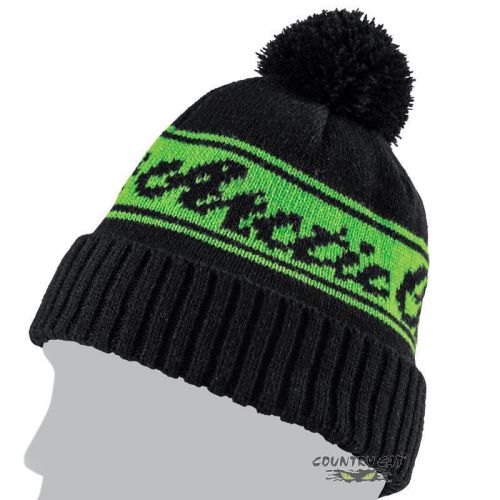 Arctic cat classic script winter beanie hat with pom – black &amp; lime – 5263-046