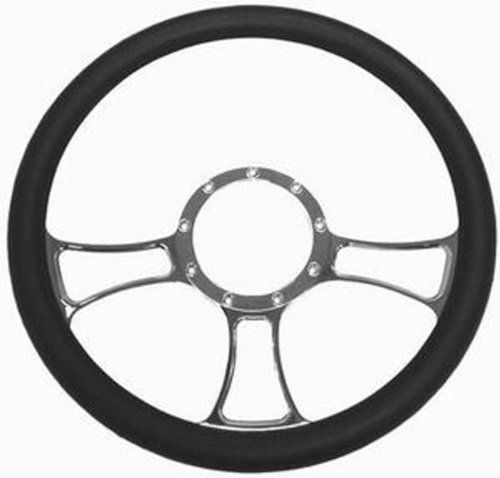 14 chrome billet trinity style steering wheel with