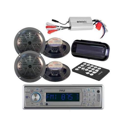 New marine cd sd mp3 am/fm radio stereo &amp; bluetooth + 800w amp 4 speakers /cover