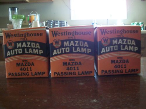 3 westinghouse mazda 4011 sealed beam auto passing lamp 6-8 volt nos 6&#034; bulb