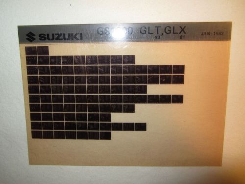 1980-1981 suzuki motorcycle gs1000 glt glx microfiche parts catalog gs 1000