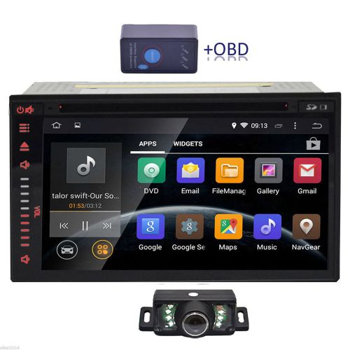 7&#034; double 2din android 4.4 car stereo dvd player gps wifi ipod usb +camera+obd