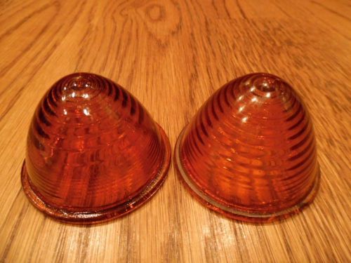 Vintage pair amber glass beehive kd510 bl25 lens truck marine